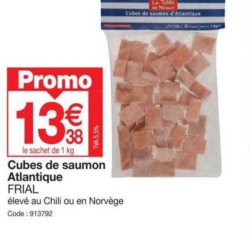 cubes de saumon atlantique frial