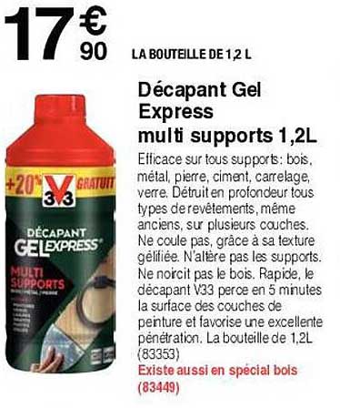 décapant gel express multi supports 1,2l v33