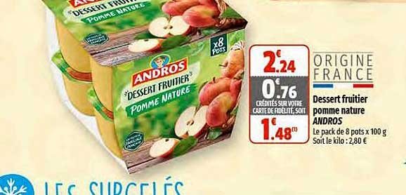 Dessert Fruitier Pomme Nature Andros