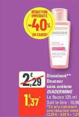 dissolvant douceur sans acétone diadermine
