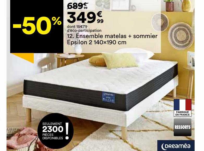 Ensemble Matelas + Sommier Epsilon 2 140 X 190 Cm Dreaméa