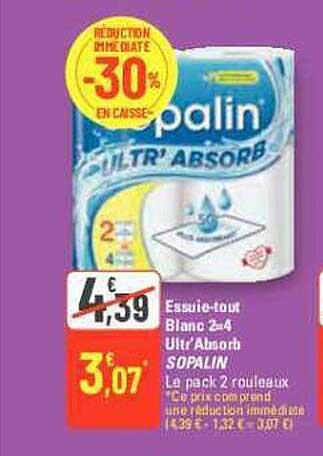 Essuie-tout Blanc 2 X 4 Ultr'absorb Sopalin