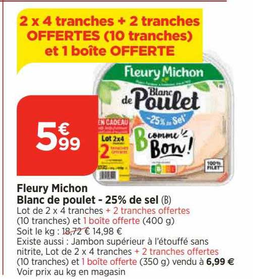 fleury michon blanc de poulet -25% de sel