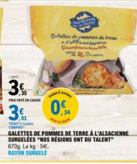 galettes de pommes de terre à l'alsacienne surgelées "nos régions ont du talent"
