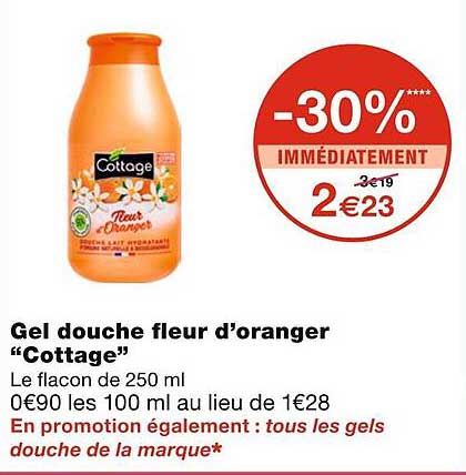 gel douche fleur d'oranger "cottage"