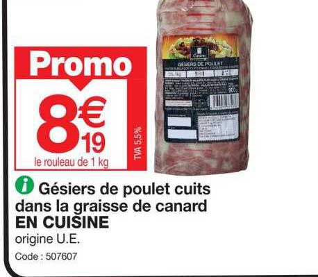 gésiers de poulet cuits dans la graisse de canard en cuisine
