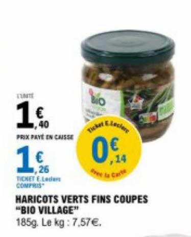 Haricots Verts Fins Coupes "bio Villages"