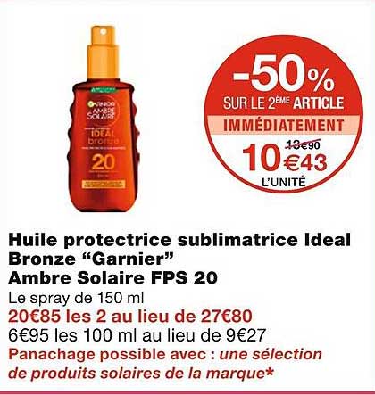 huile protectrice sublimatrice idéal bronze "garnier" ambre solaire fps 20
