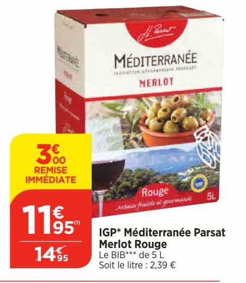 Igp Méditerranée Parsat Merlot Rouge