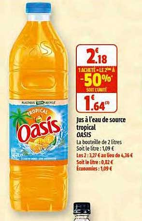 jus à l'eau de source tropical oasis