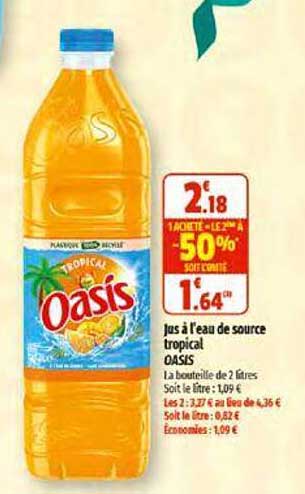 jus à l'eau de source tropical oasis
