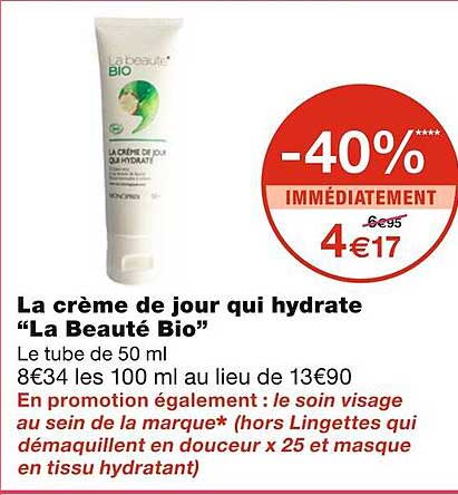 La Crème De Jour Qui Hydrate "la Beauté Bio"