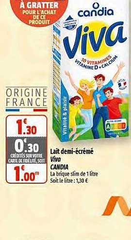 lait demi-écrémé viva candia