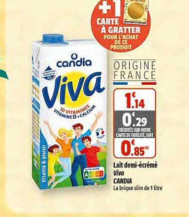 lait demi-écrémé vivo candia
