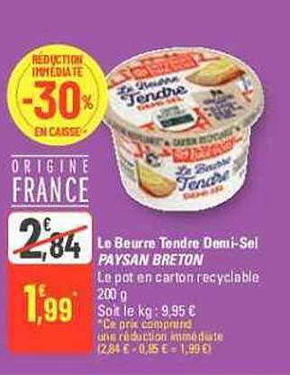 le beurre tendre demi-sel paysan breton
