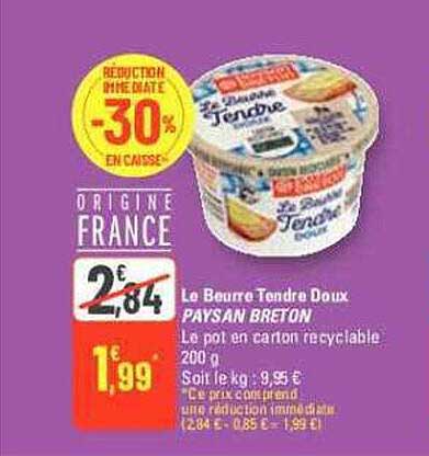 le beurre tendre doux paysan breton