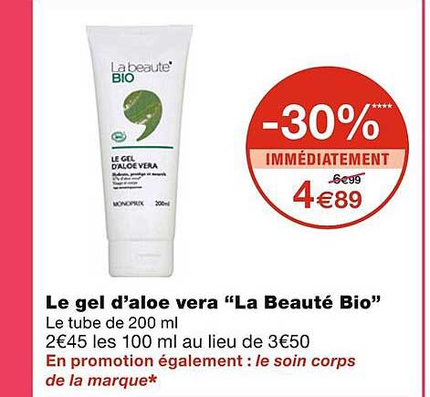 le gel d'aloe vera "la beauté bio"
