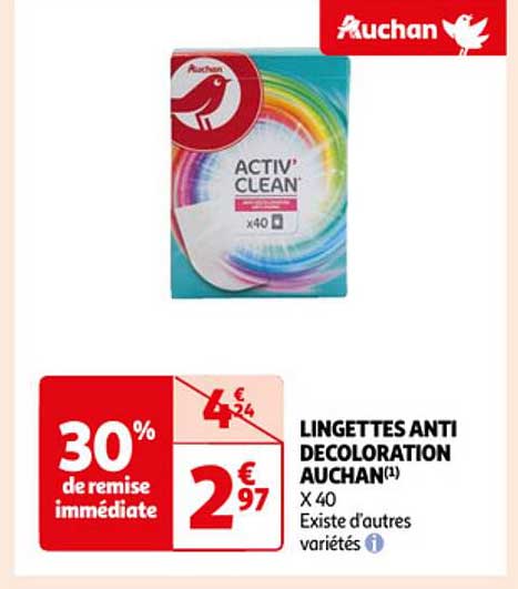 lingettes anti décoloration auchan