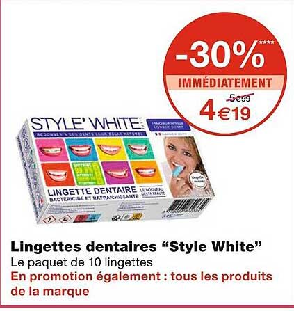lingettes dentaires "style white"