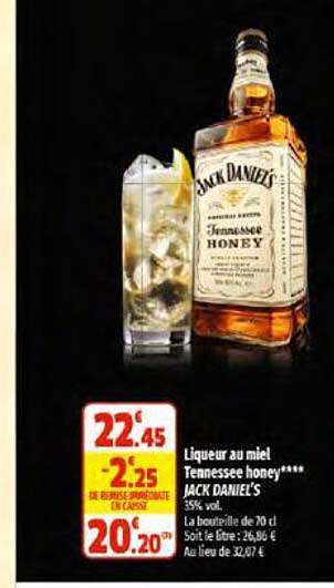 liqueur au miel tennessee honey jack daniel's