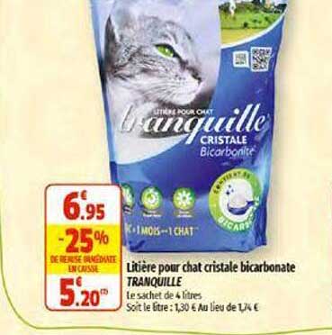 Litière Pour Chat Cristale Bicarbonate Tranquille