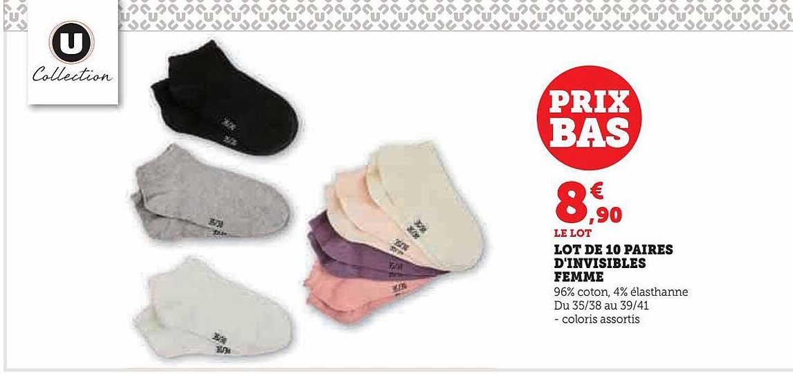lot de 10 paires d'invisibles femme u collection