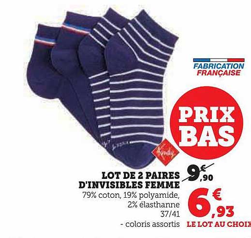 lot de 2 paires d'invisibles femme kindy