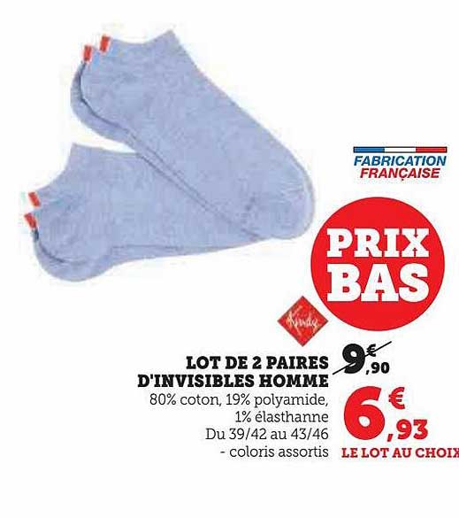 Lot De 2 Paires D'invisibles Homme Kindy
