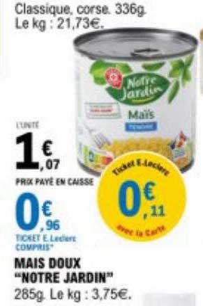 maïs doux "notre jardin"