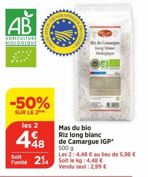 mas du bio riz long blanc de camargue igp