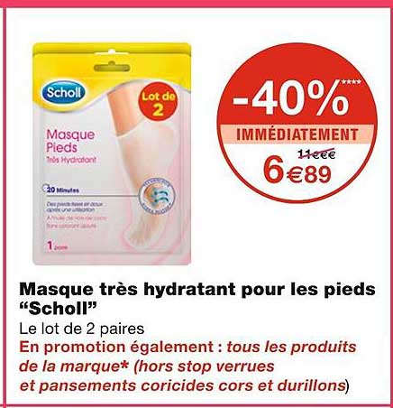 masque très hydratant pour les pieds "scholl"