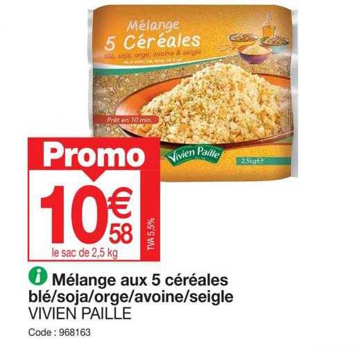 mélange aux 5 céréales blé-soja-orge-avoine-seigle vivien paille