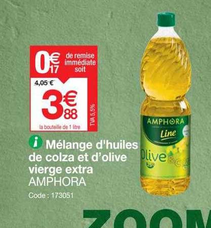 mélange d'huiles de colza et d'olive vierge extra amphora