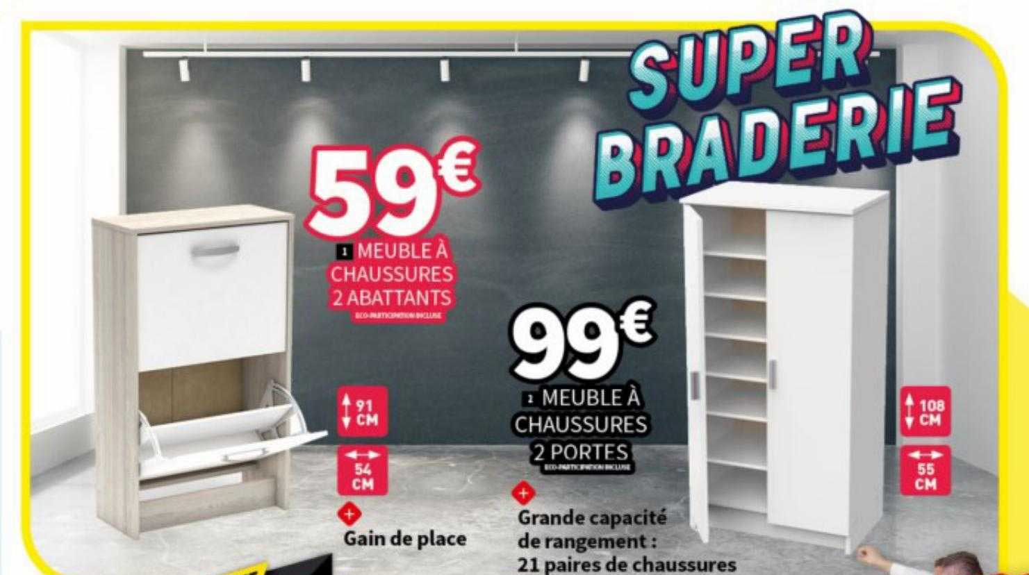 Meuble à Chaussures 2 Abattants, Meuble à Chaussures 2 Portes