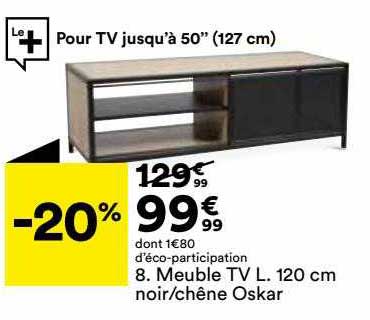 meuble tv l. 120 cm noir-chêne oskar
