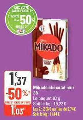 Mikado Chocolat Noir Lu
