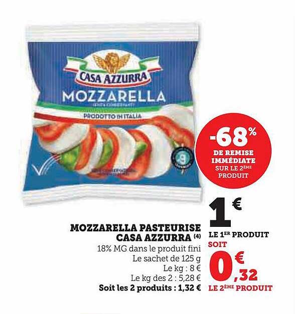 mozzarella pasteurisé casa azzurra