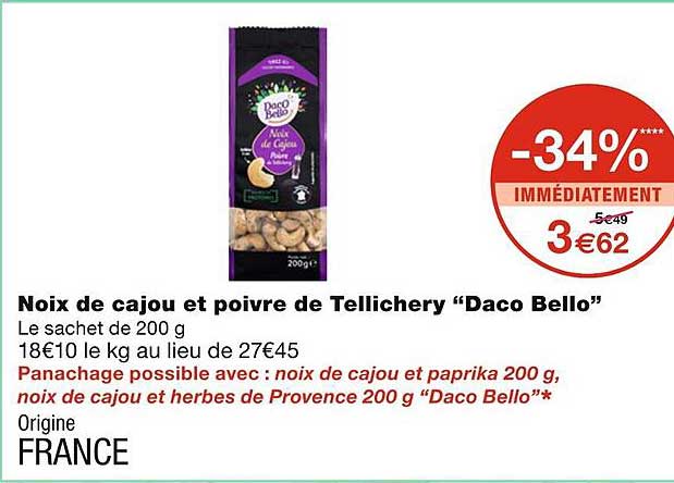 noix de cajou et poivre de tellichery "daco bello"