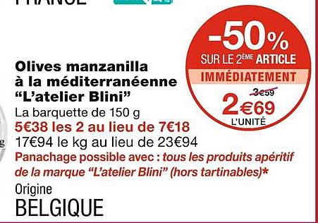 olives manzanilla à la méditerranéenne "l'atelier blini"