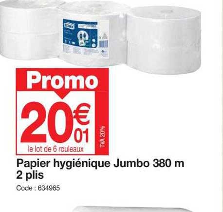 papier hygiénique jumbo 380 m 2 plis