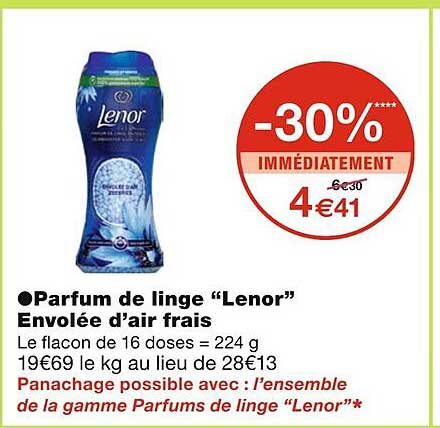 parfum de linge "lenor" envolée d'air frais
