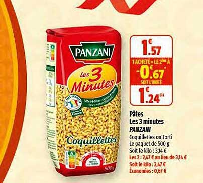 pâtes les 3 minutes panzani