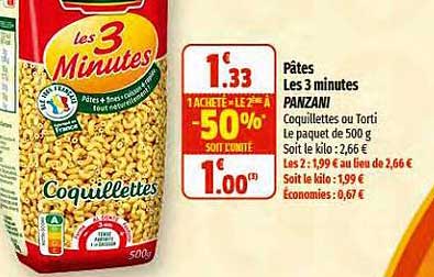 pâtes les 3 minutes panzani