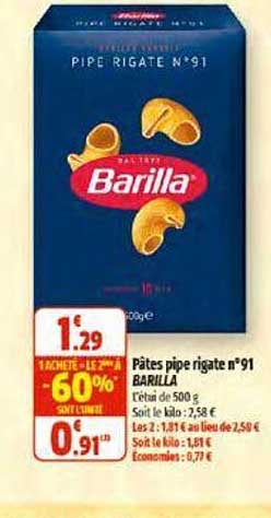 pâtes pipe rigate n°91 barilla