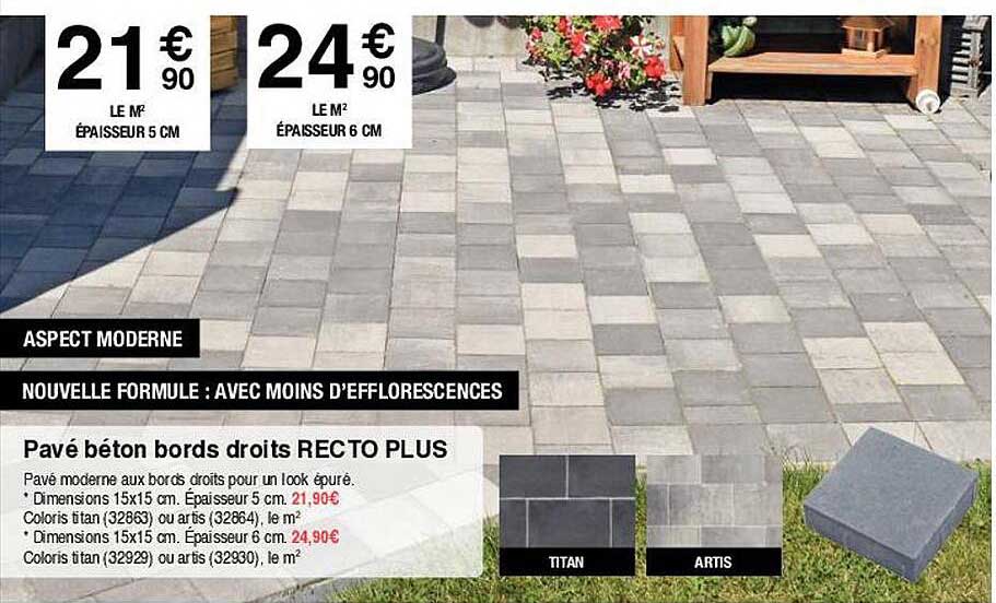 pavé béton bords droits recto plus