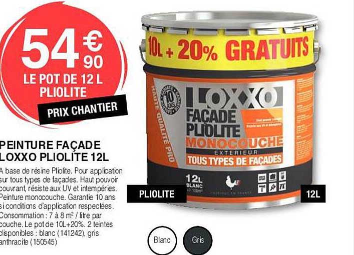 peinture façade loxxo pliolite 12l