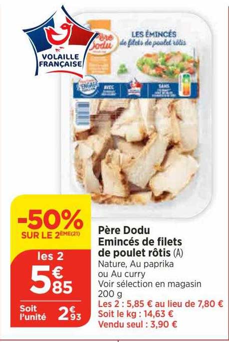 père dodu émincés de filets de poulet rôtis
