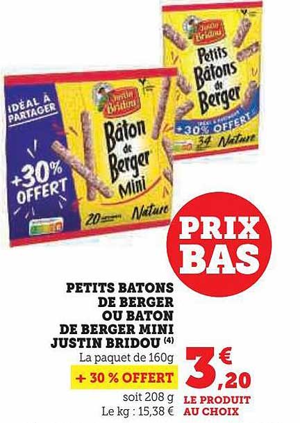 petits bâtons de berger ou bâton de berger mini justin bridou