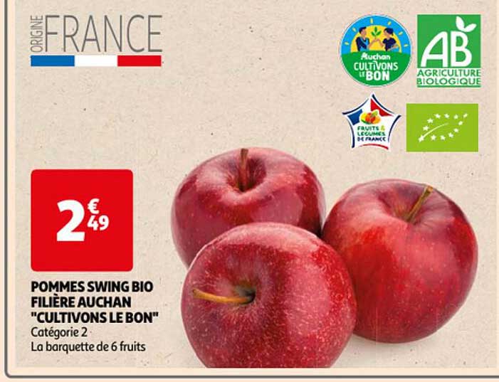 Pommes Swing Bio Filière Auchan "cultivons Le Bon"