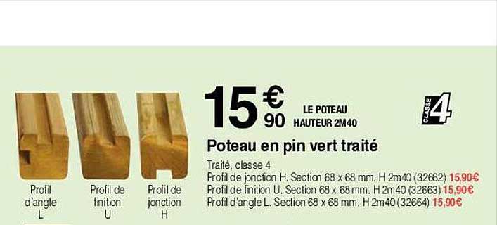 poteau en pin vert traité